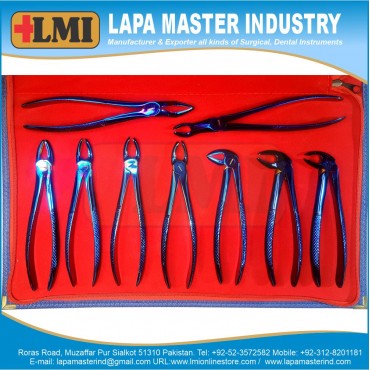Extraction Forceps Set Blue Colour Premium Quality