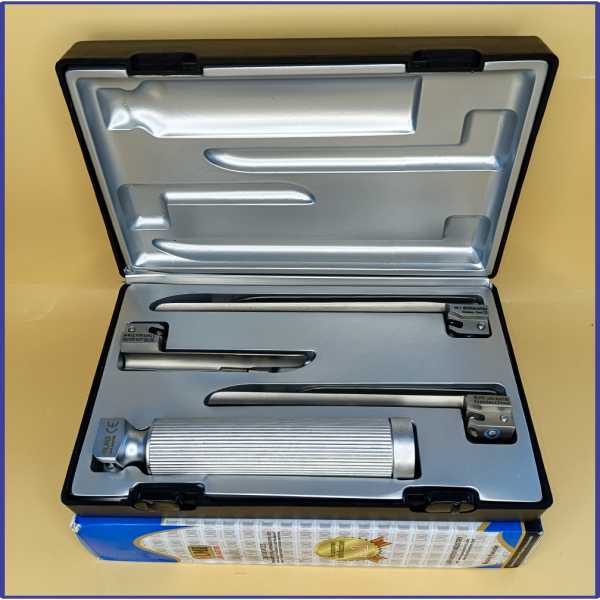 Laryngoscope Conventional Standard Miller 3 Blade 1-2-3 Set Adult Reusable Blade Standard Quality Plastics Box Blister Packing Sliver Gary Colour into Lapa Boxboard Box Packed