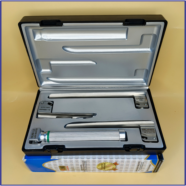Laryngoscope Miller Fiber Optic 3 Blade 1-2-3 Set Child Handle Premium Quality Reusable Blades Plastics Box Blister Packing Sliver Gary Colour into Lapa Boxboard Box Packed