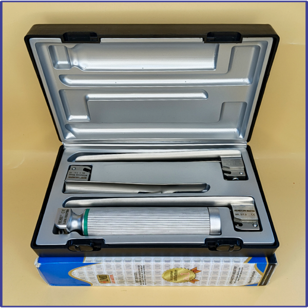 Laryngoscope Miller Fiber Optic 3 Blade 2-3-4 Set Adult Handle Premium Quality Reusable Blades Plastics Box Blister Packing Sliver Gary Colour into Lapa Boxboard Box Packed