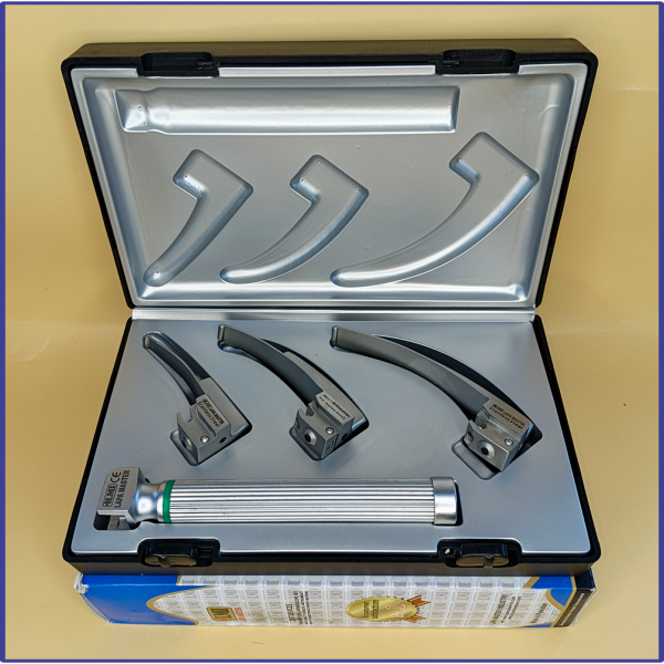 Laryngoscope integral Macintosh Fiber Optic 3 Blade 0-1-2 Set Child Handle Premium Quality Reusable Blades Plastics Box Blister Packing Sliver Gary Colour into Lapa Boxboard Box Packed