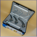 Laryngoscope integral Macintosh Fiber Optic 3 Blade 0-1-2 Set Child Handle Premium Quality Reusable Blades Plastics Box Blister Packing Sliver Gary Colour into Lapa Boxboard Box Packed