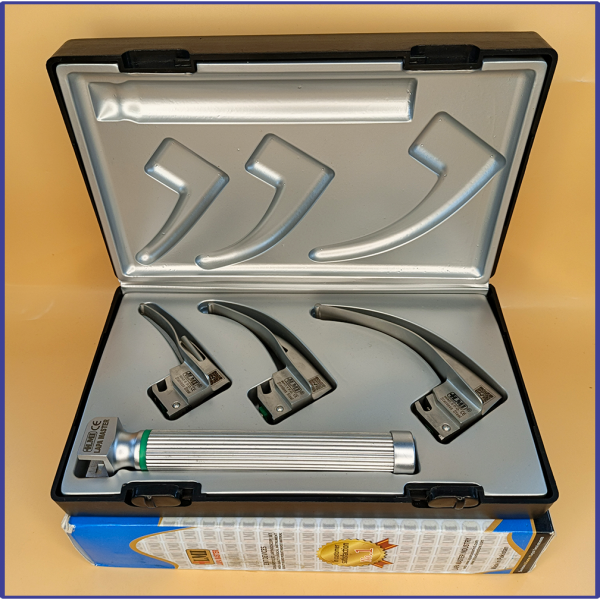 Laryngoscope Standard Macintosh Fiber Optic 3 Blade 0-1-2 Set Child Handle Reusable Blades Plastics Box Blister Packing Sliver Gary Colour into Lapa Boxboard Box Packed