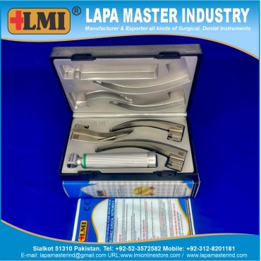 Laryngoscope Macintosh Blade  Fiber Optic Adult Set, Premium Quality