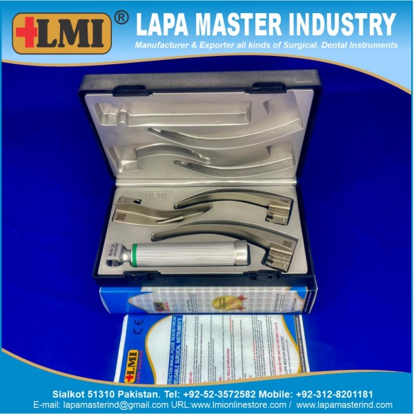 Laryngoscope Macintosh Blade  Fiber Optic Adult Set, Premium Quality