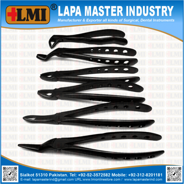 Apical Forceps Standrad Set of 6 Pcs, Black Coated, Premium Quality,