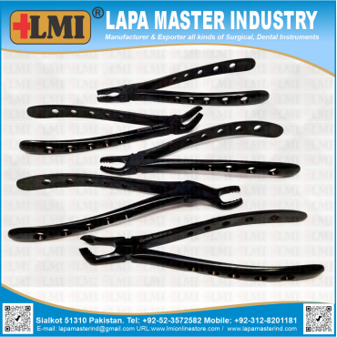 Apical Forceps Standrad Set of 5 Pcs, Black Coated, Premium Quality,