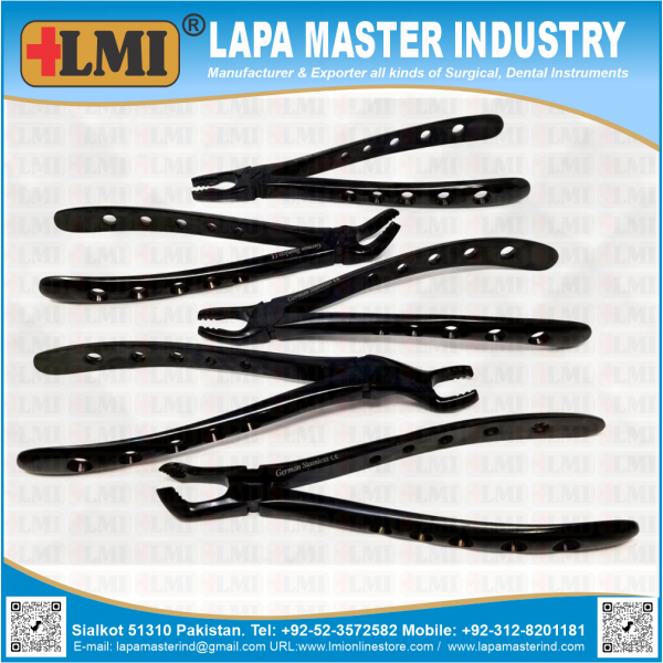 Apical Forceps Standrad Set of 5 Pcs, Black Coated, Premium Quality,