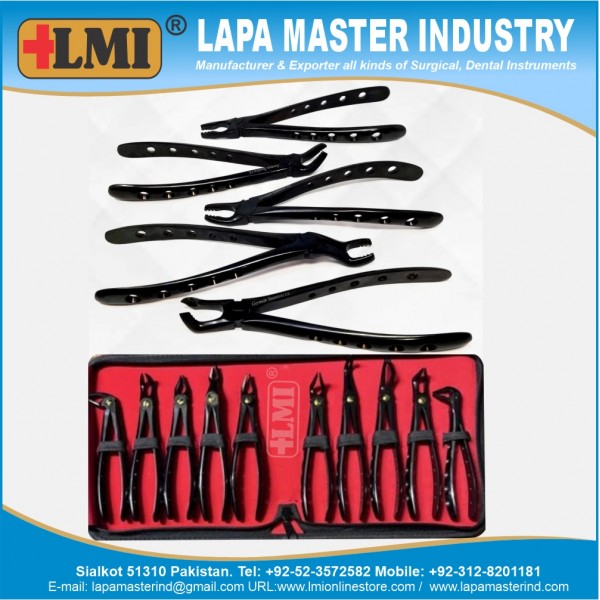 Apical Forceps Standrad Set of 10 Pcs, Black Coated, Premium Quality,